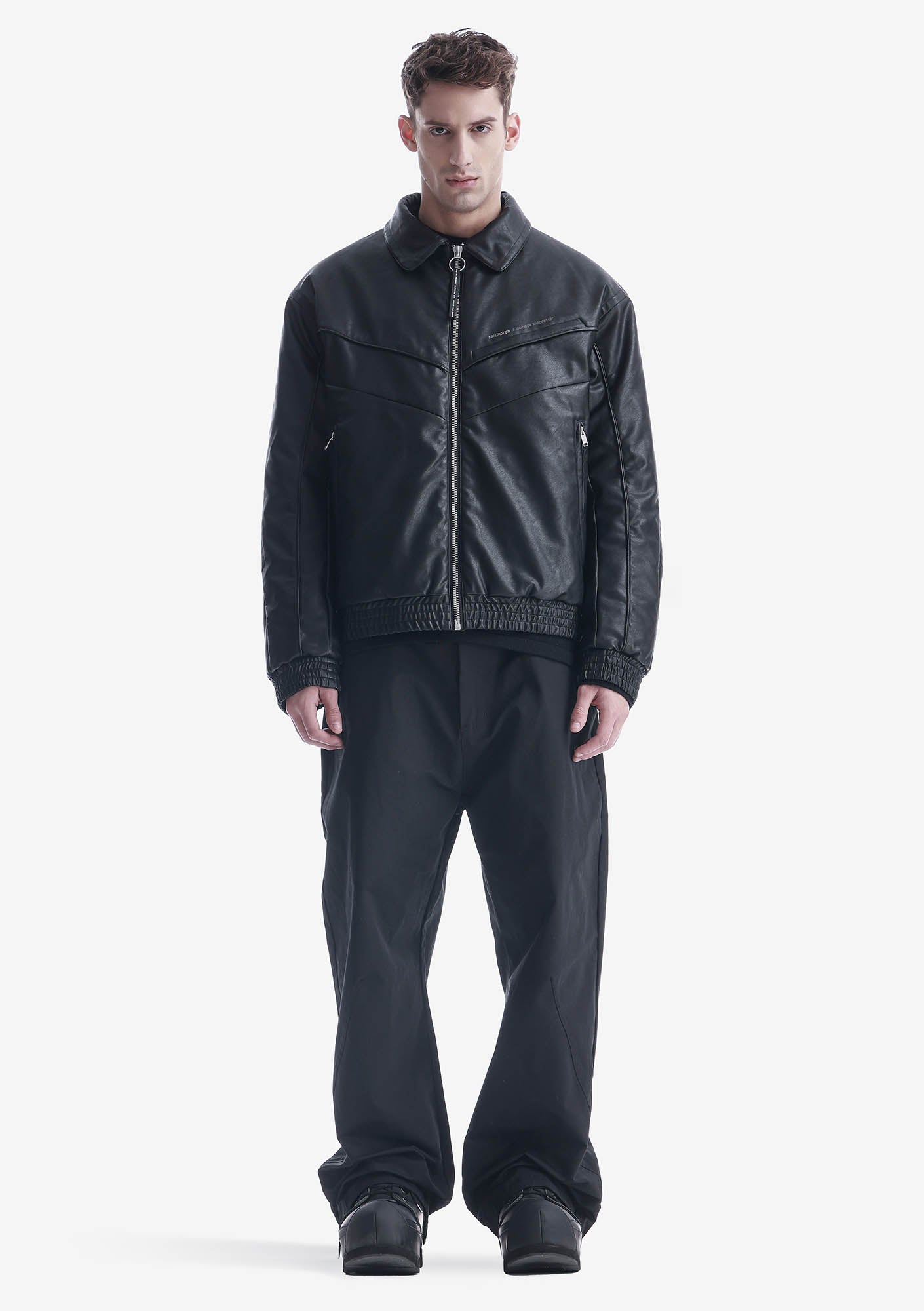 VINT Blouson Bombardier en Similicuir Qm548