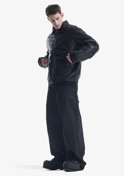 VINT Faux Leather Bomber Jacket Qm548