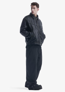 VINT Faux Leather Bomber Jacket Qm548