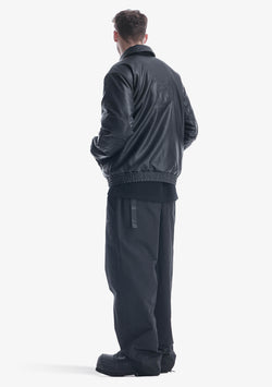 VINT Faux Leather Bomber Jacket Qm548