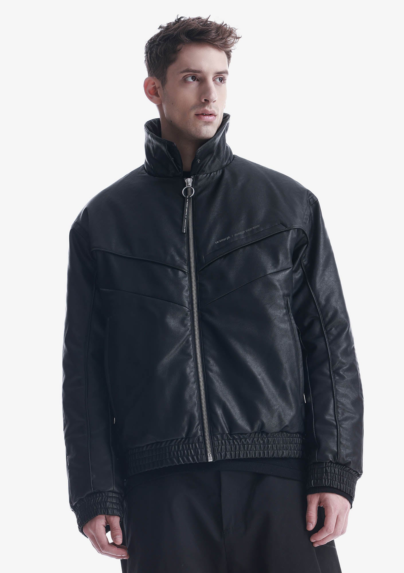 VINT Blouson Bombardier en Similicuir Qm548