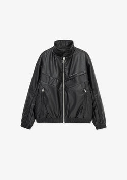 VINT Faux Leather Bomber Jacket Qm548
