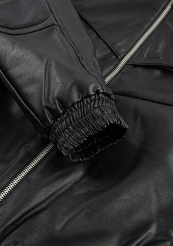 VINT Faux Leather Bomber Jacket Qm548