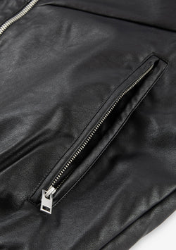 VINT Faux Leather Bomber Jacket Qm548