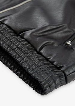 VINT Faux Leather Bomber Jacket Qm548