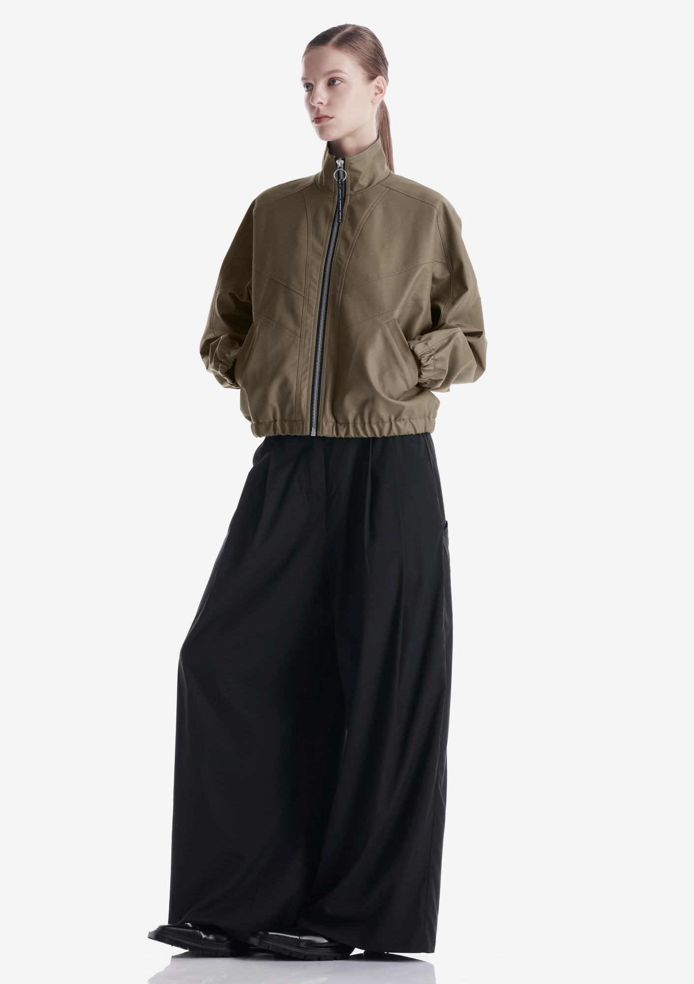 RUANG Faux Leather Bomber Jacket Qw519