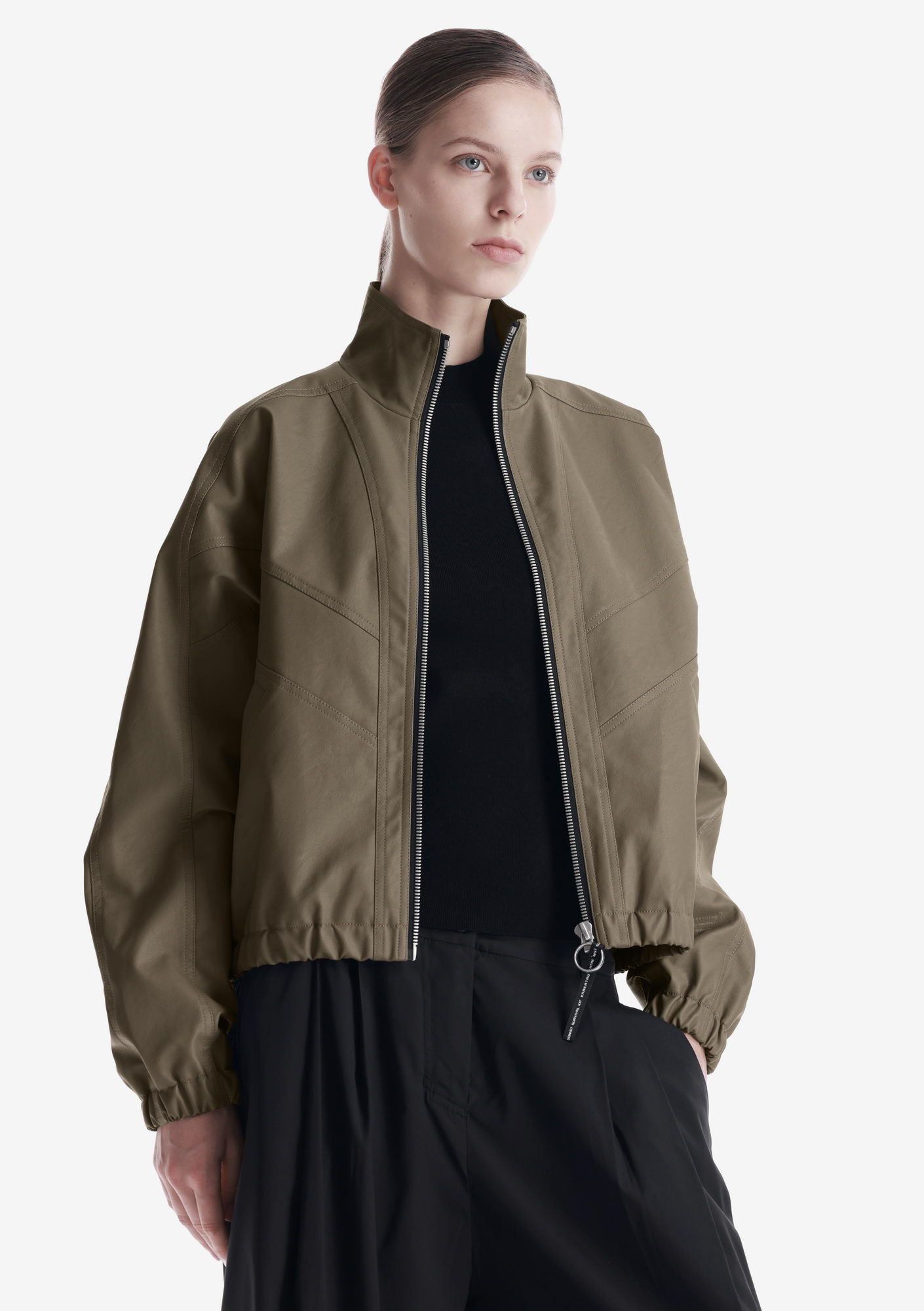 RUANG Faux Leather Bomber Jacket Qw519