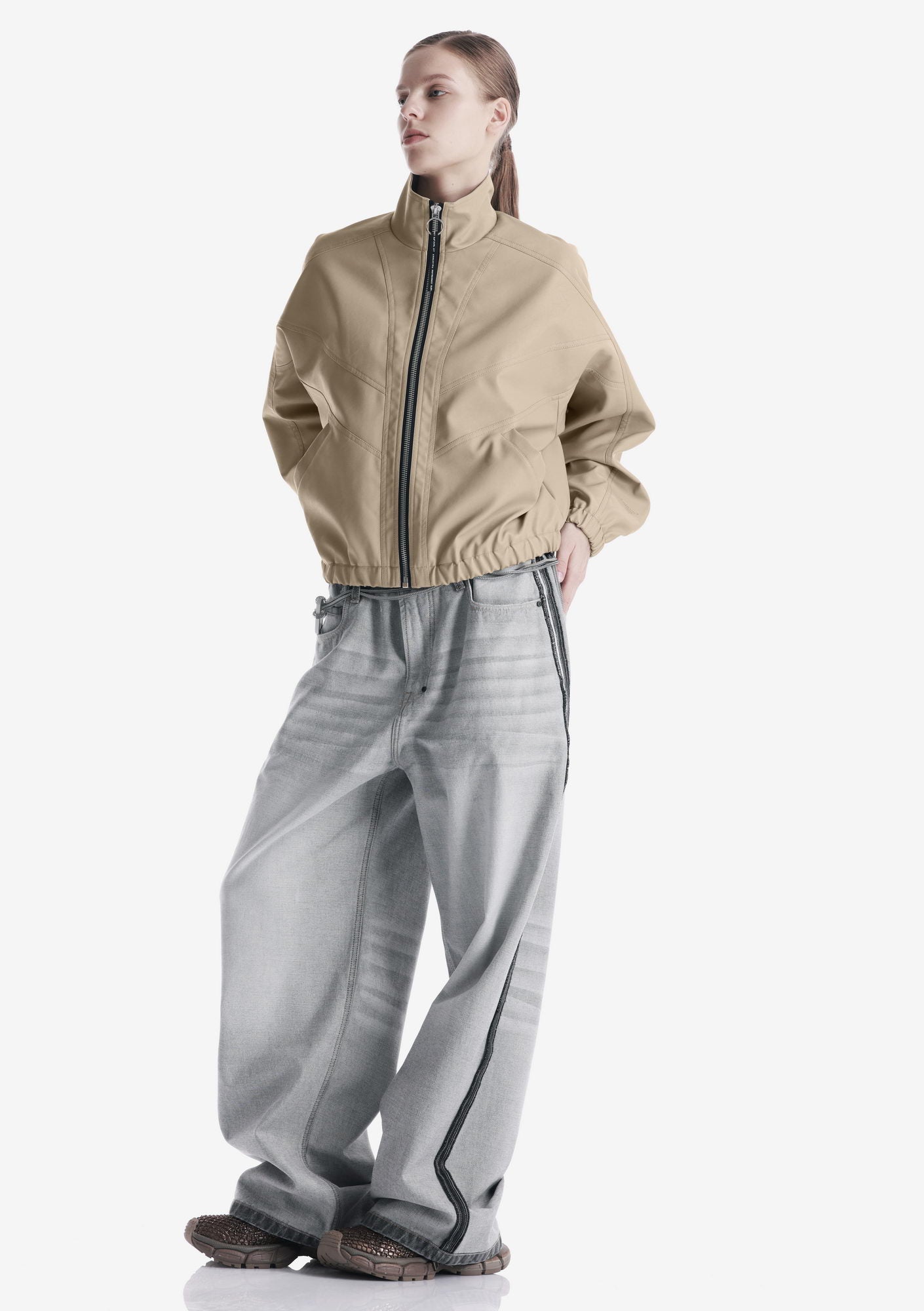 RUANG Faux Leather Bomber Jacket Qw519