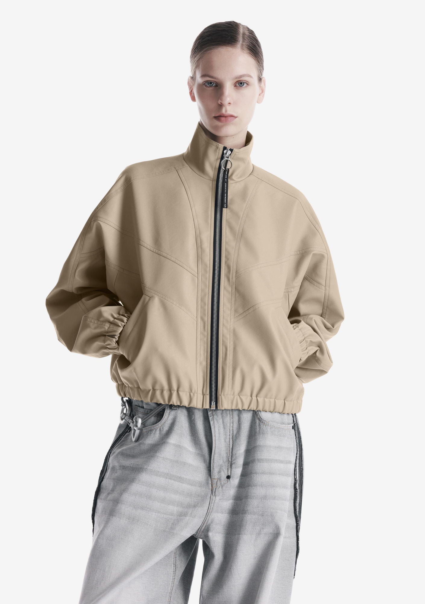 RUANG Faux Leather Bomber Jacket Qw519