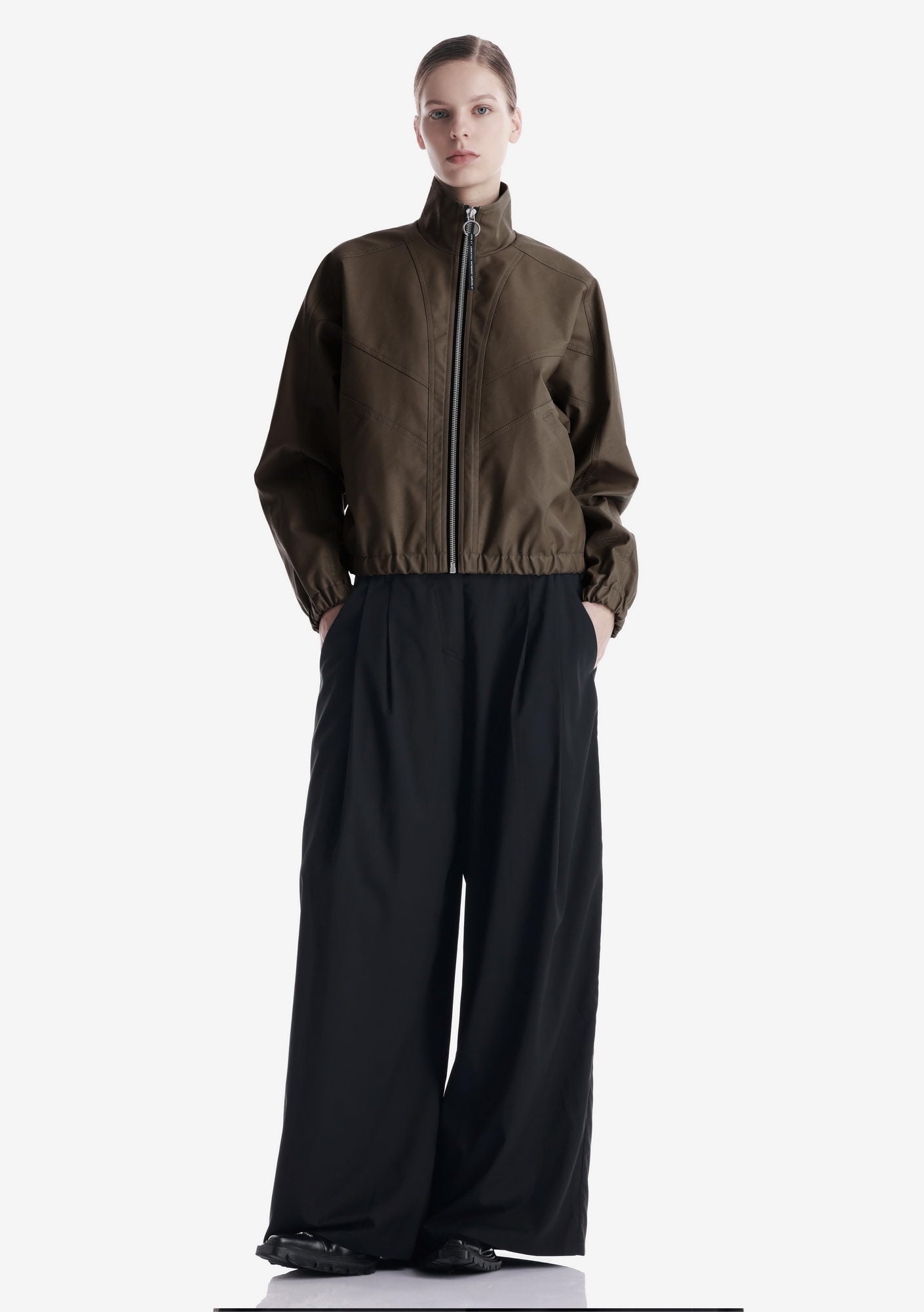 RUANG Faux Leather Bomber Jacket Qw519