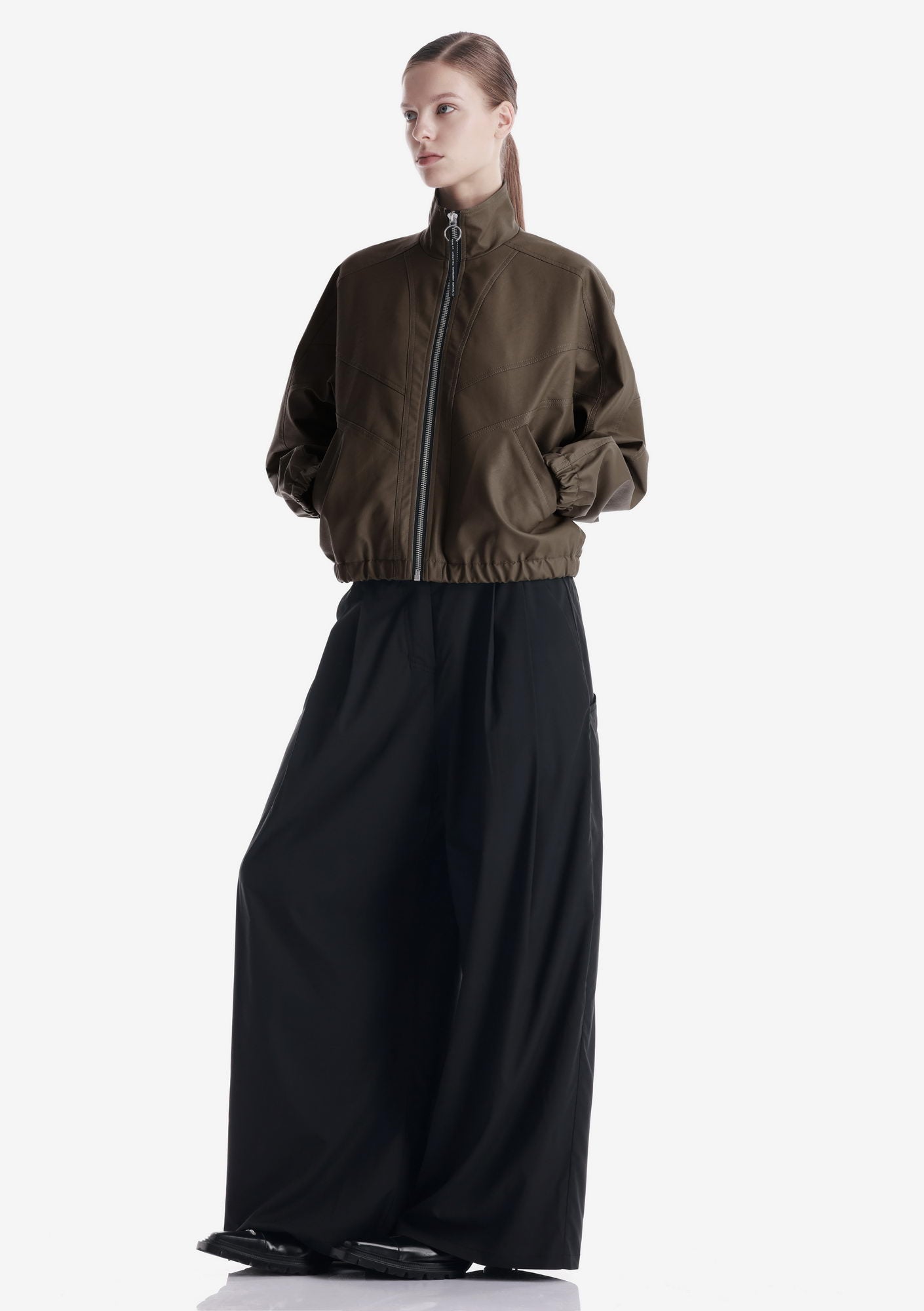 RUANG Faux Leather Bomber Jacket Qw519
