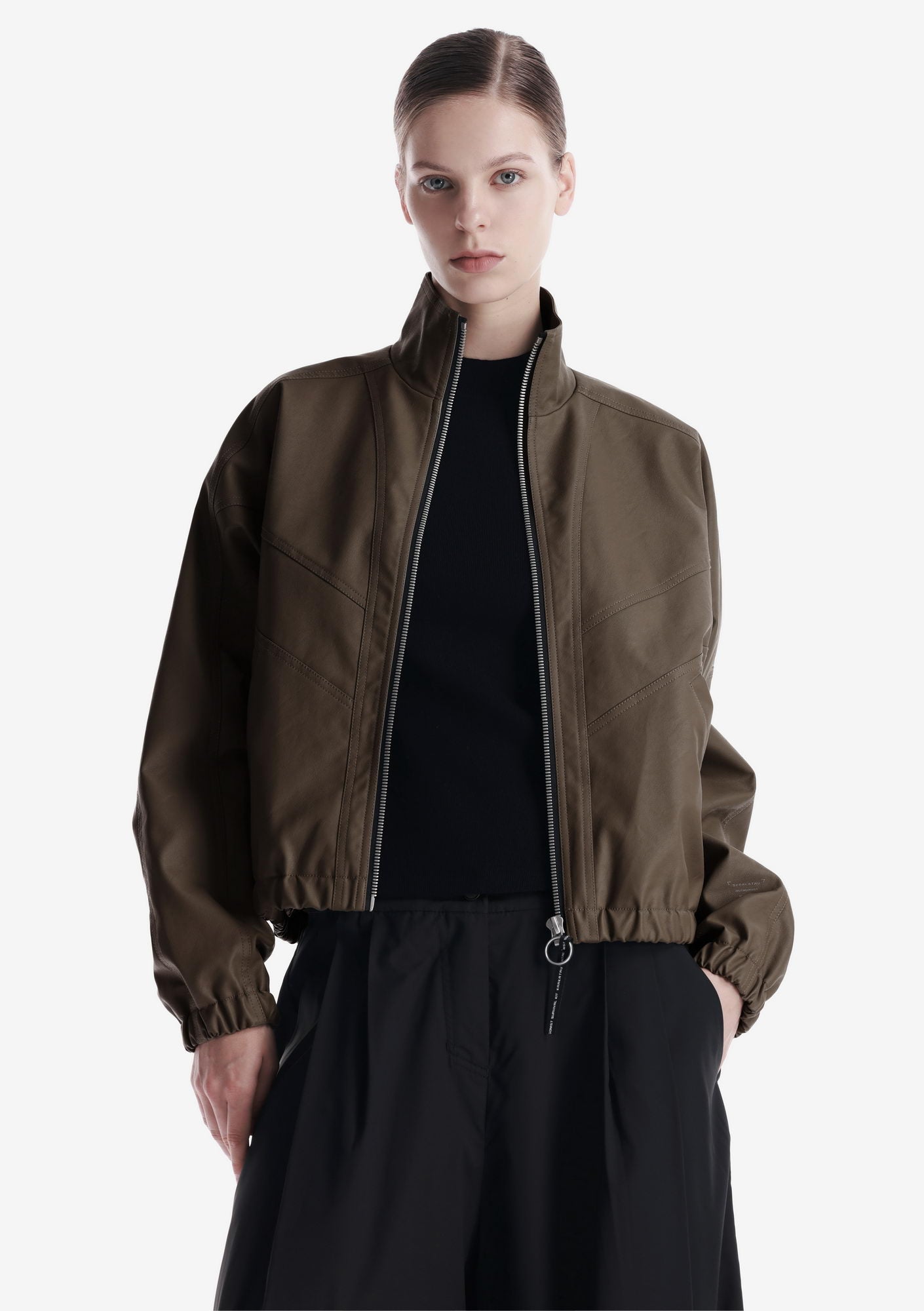 RUANG Faux Leather Bomber Jacket Qw519