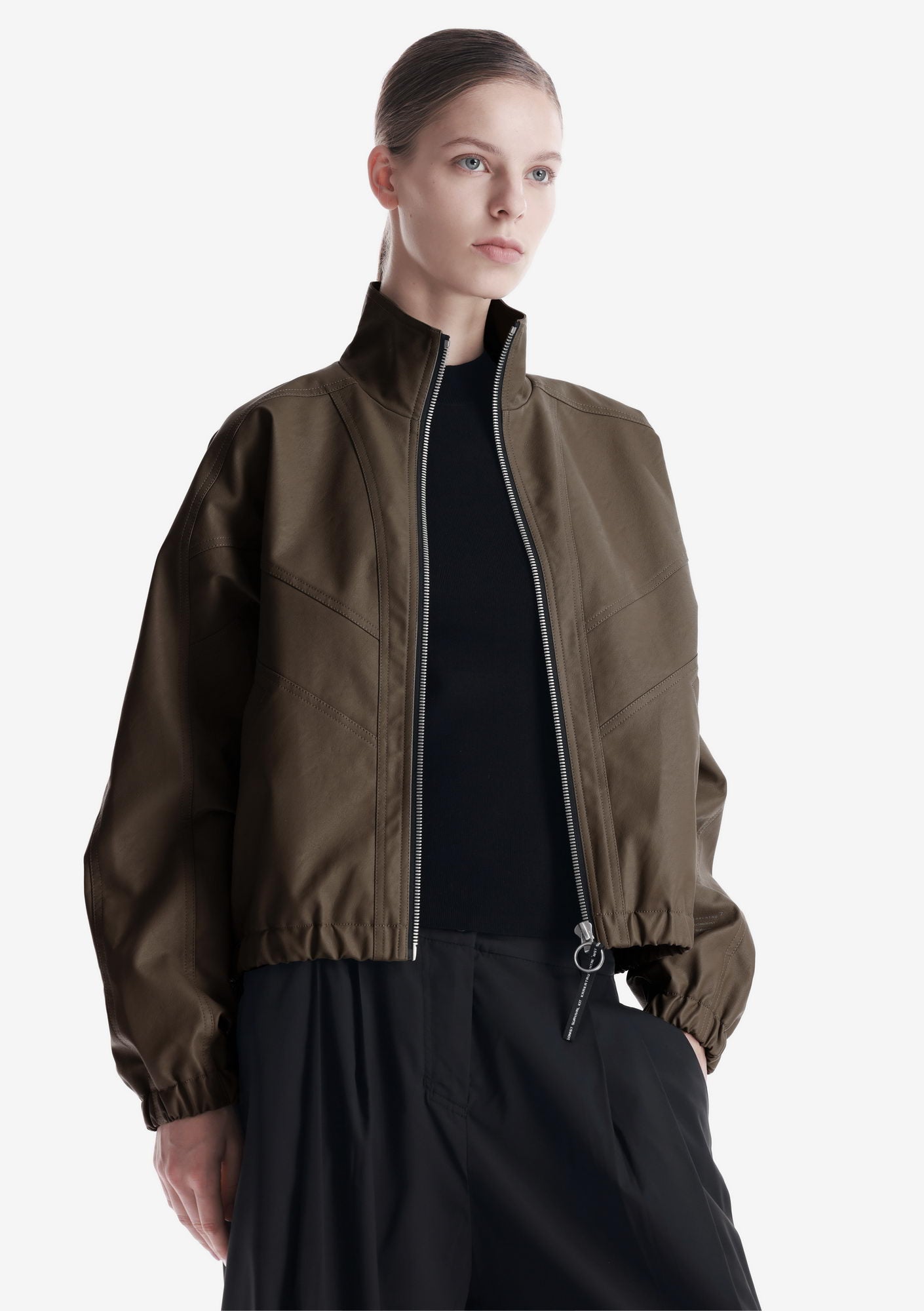 RUANG Faux Leather Bomber Jacket Qw519