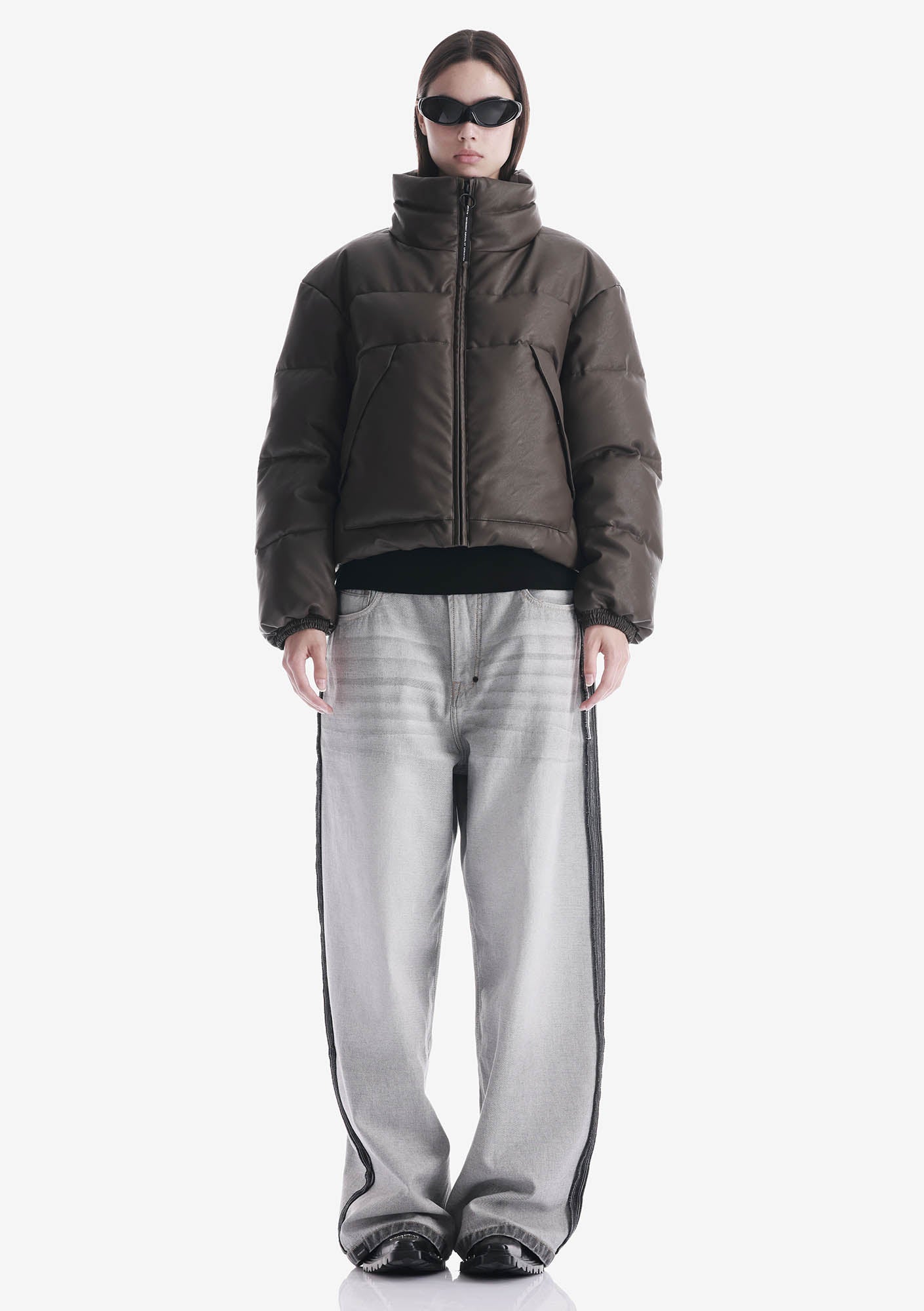 NARWARU Doudoune en Similicuir