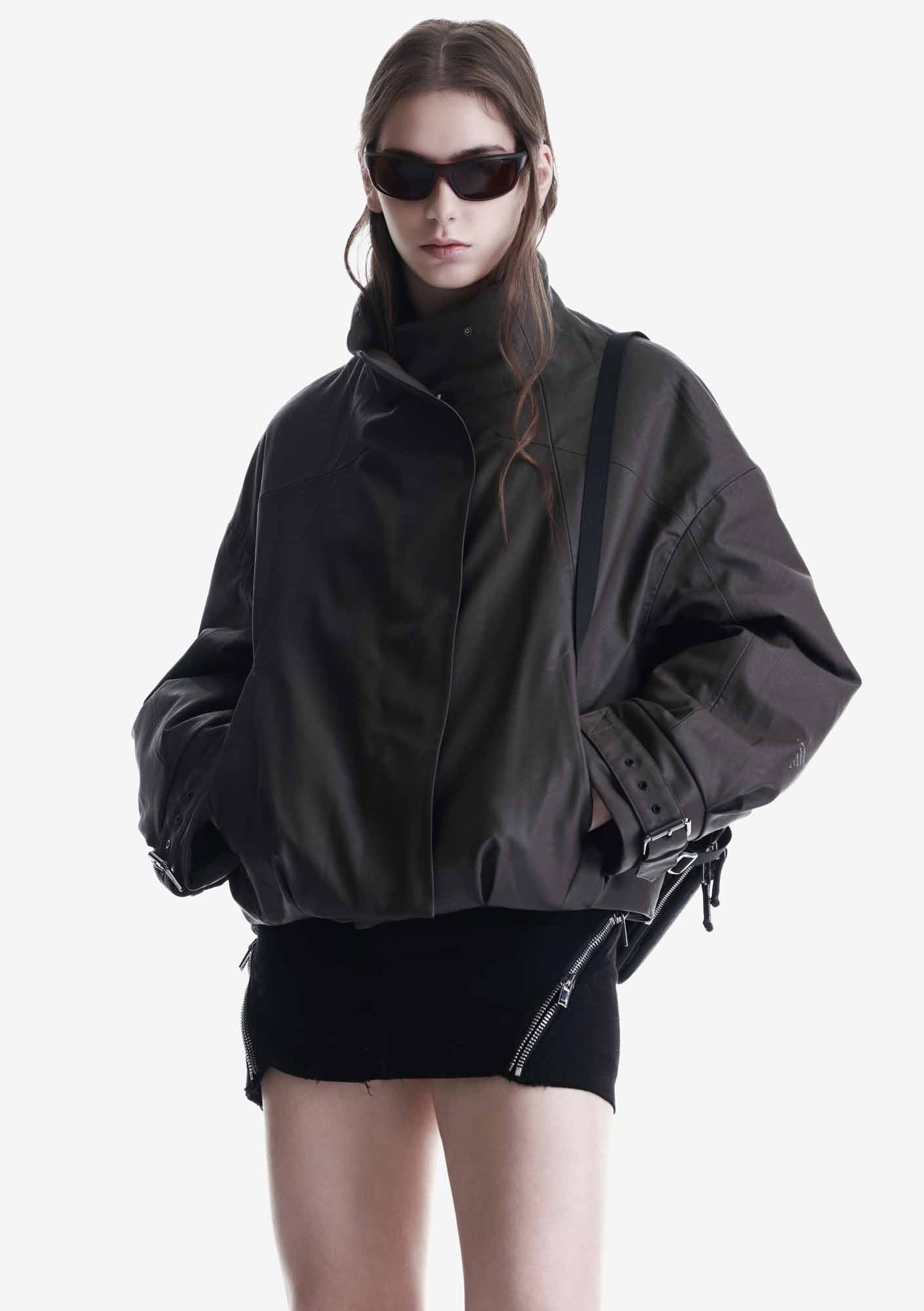 NARWARU Faux Leather Jacket