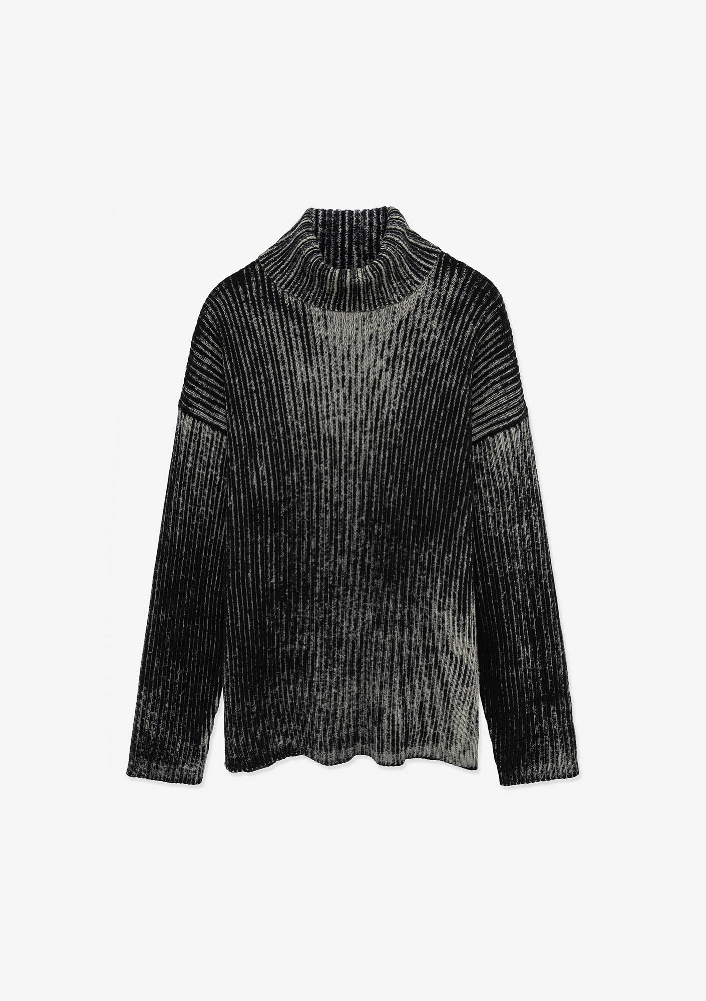 JAXA Gefärbter Baumwoll-Ripp-Rollkragenpullover