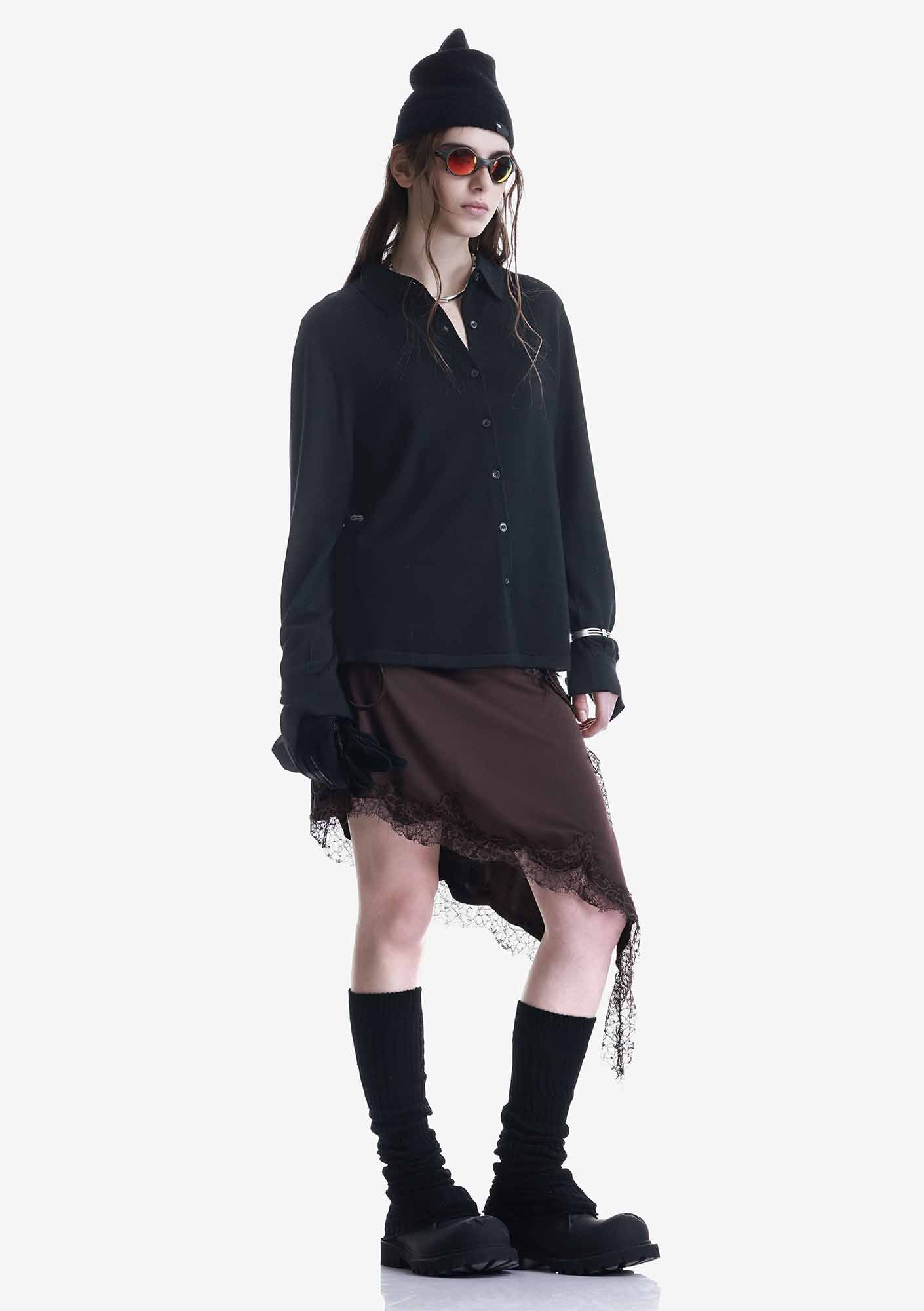 Knit Button-Up Cardigan Sw49