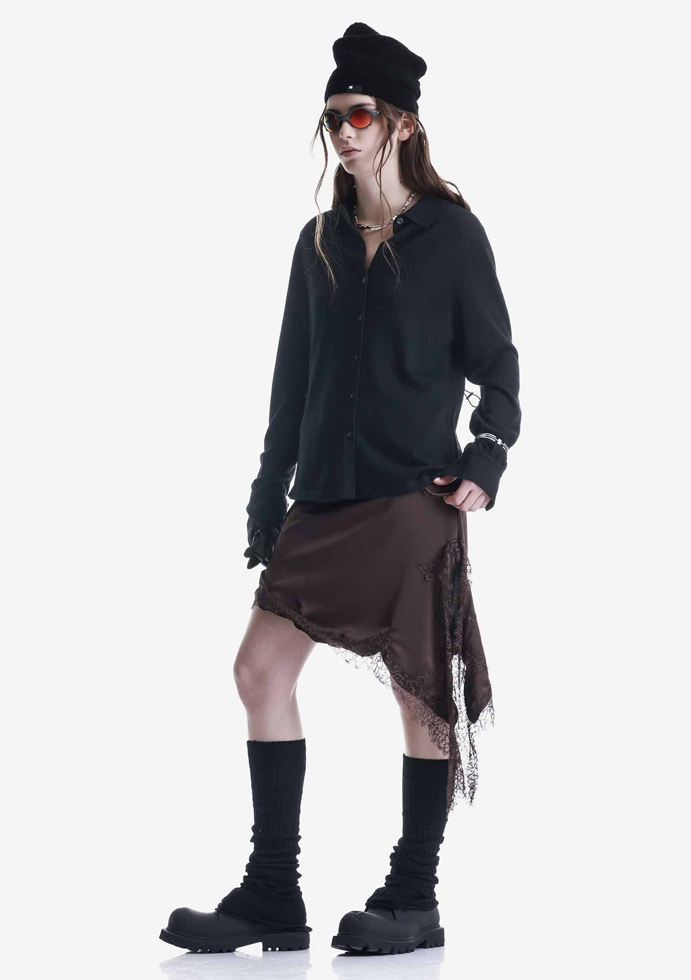 Knit Button-Up Cardigan Sw49