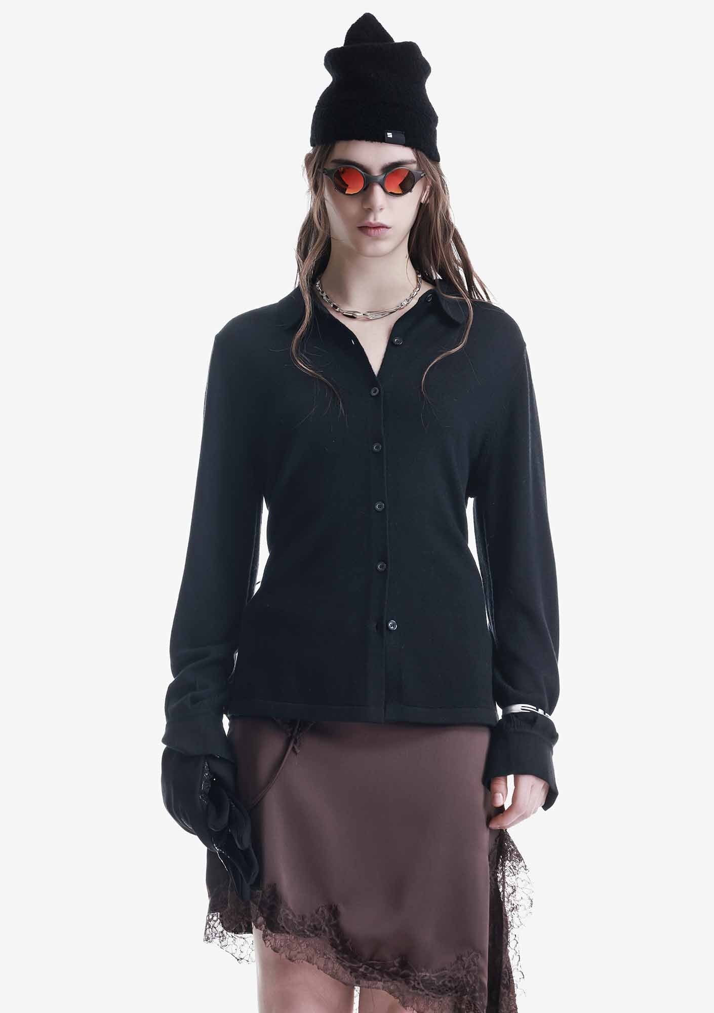 Knit Button-Up Cardigan Sw49