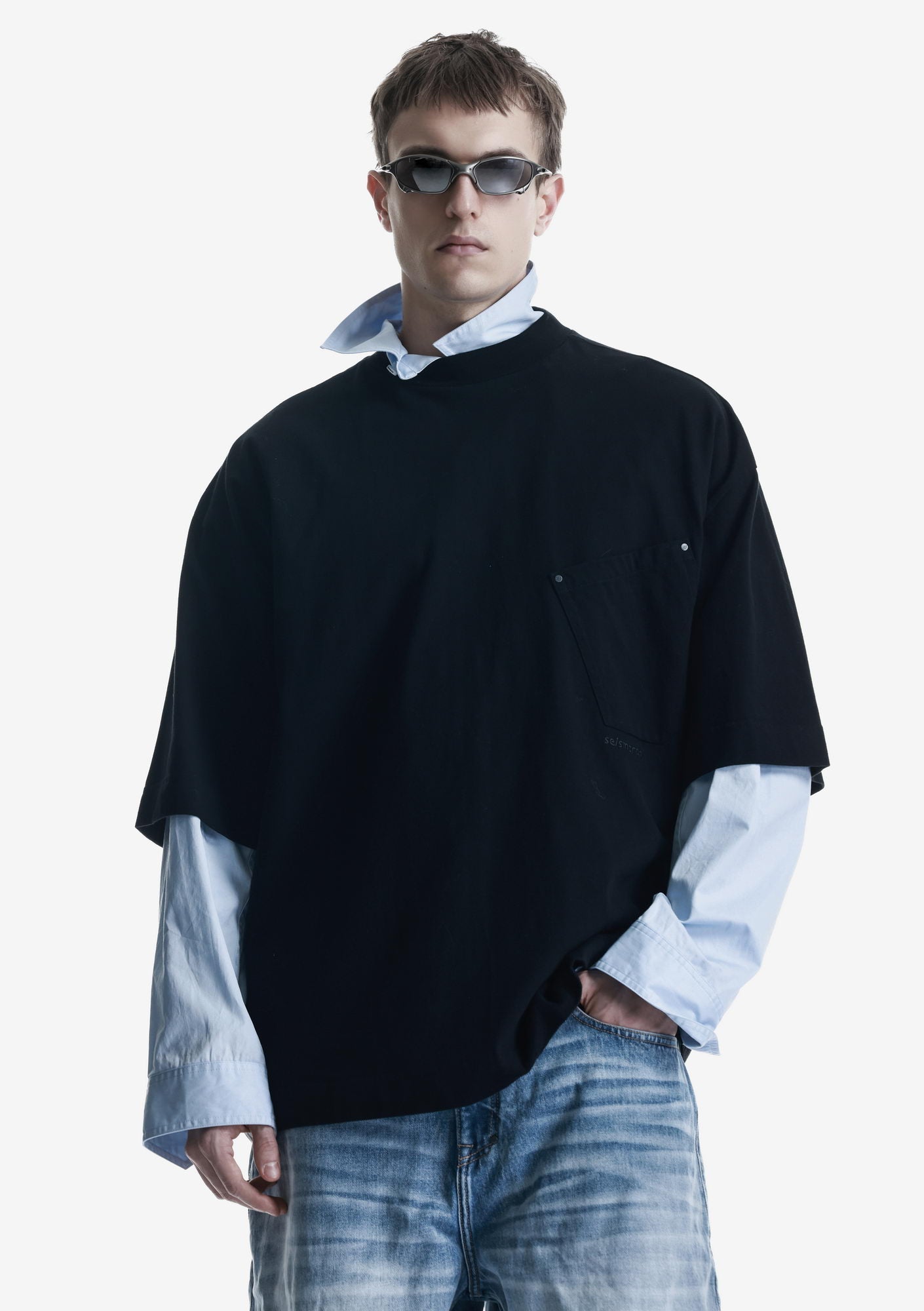 Angled Pocket Oversized T-Shirt Tm124