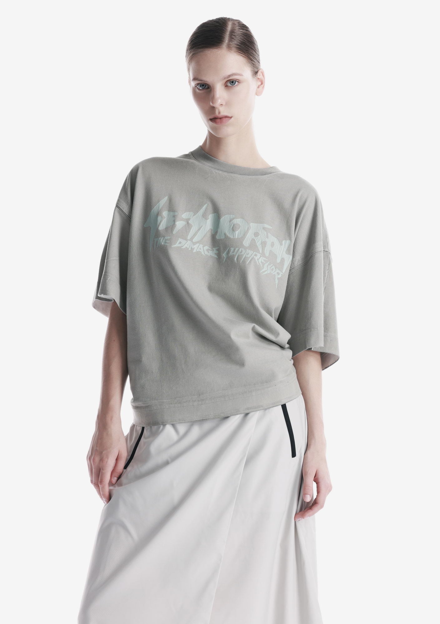 T-shirt Tw146 à logo craquelé et teinture par